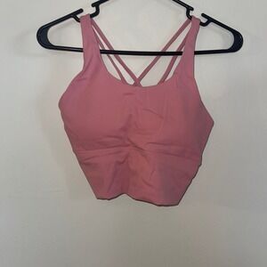 Pink Strappy Back Longline Sports Bra Yoga Crop Top Medium NWOT